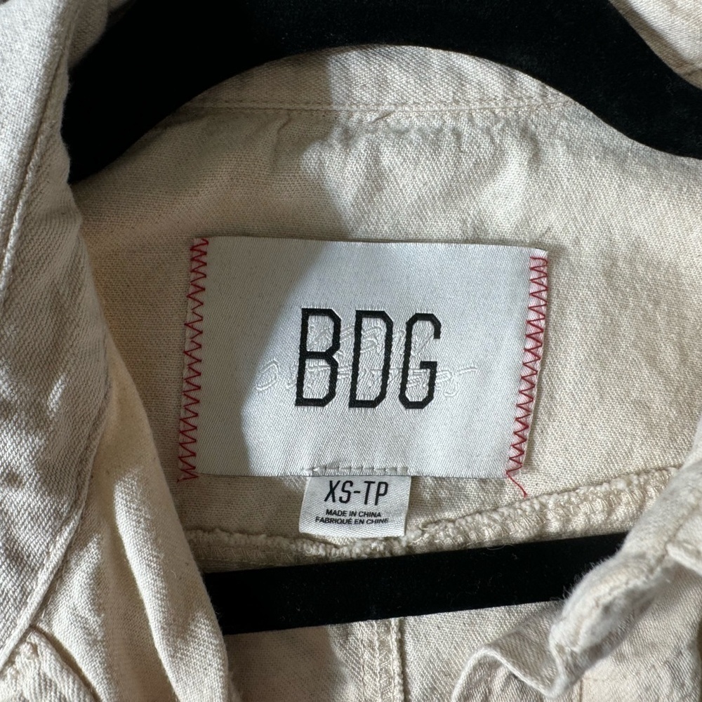 Urban Outfitters BDG Devin Distressed Denim Cream Romper - Picture 11 of 11